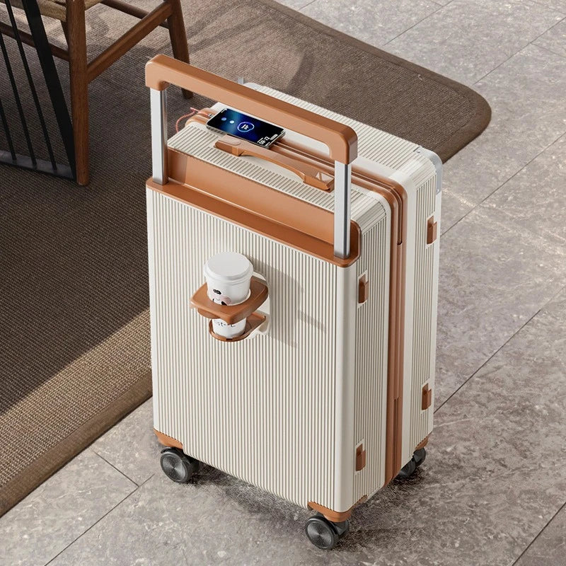 2025 new luggage with wide pull rod, shock-absorbing brake, large capacity travel case, 20 inch boarding case, password box