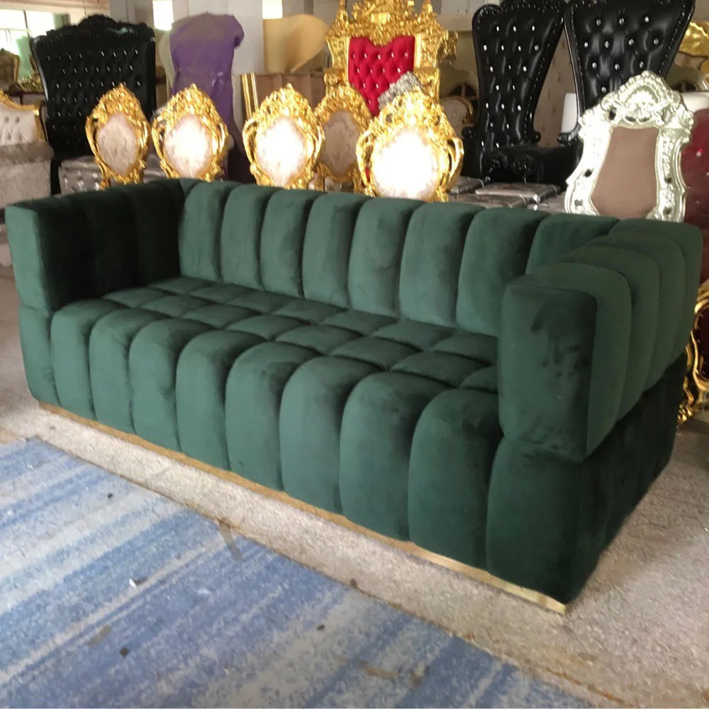 Modern Designs Home Furniture Set Green 3 Seat Velvet Living Room Sofa