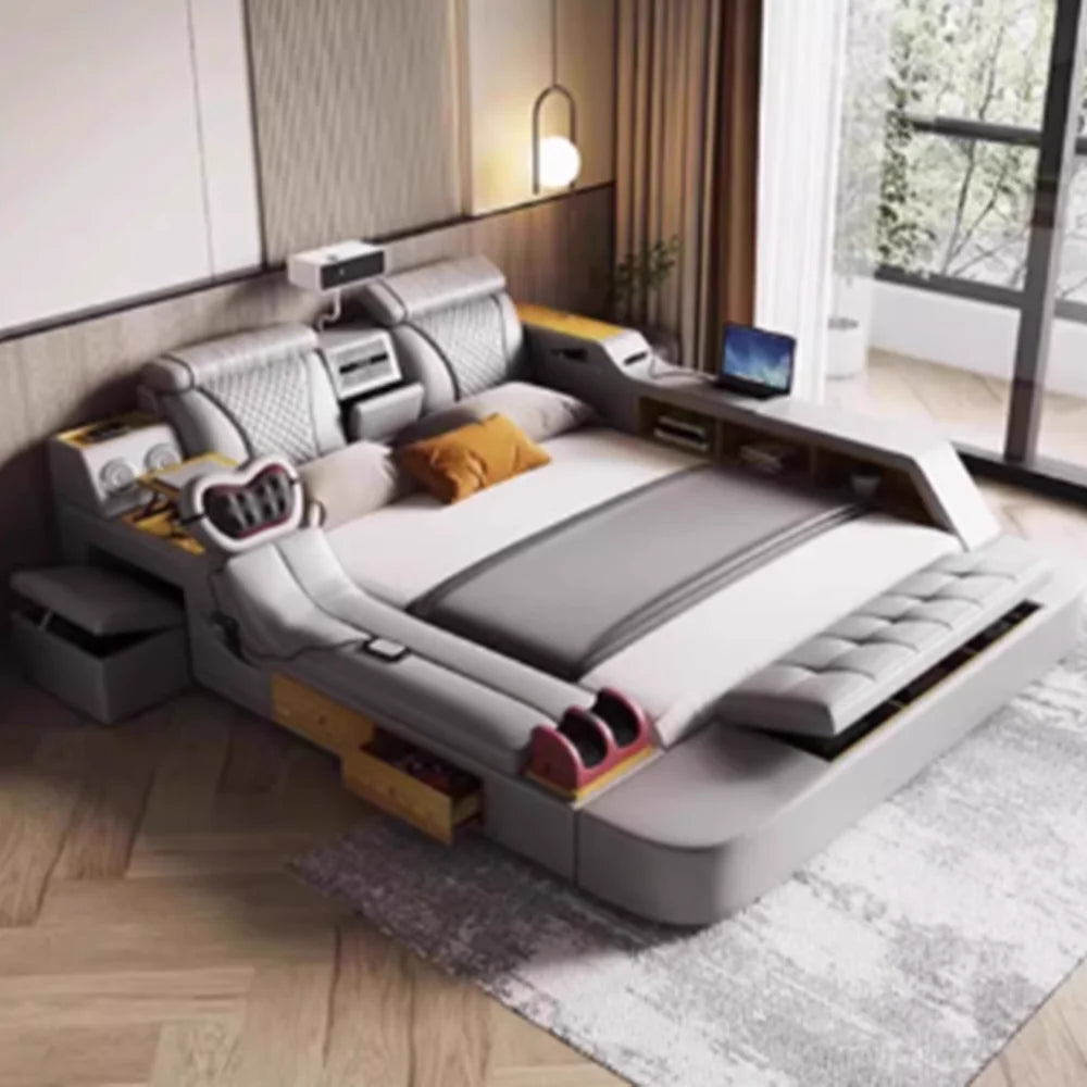 Dressing Reading Bed Organiser Electric Fancy Massage Frame Bed Headboards Smart Queen Mobili Per La Casa House Accessories