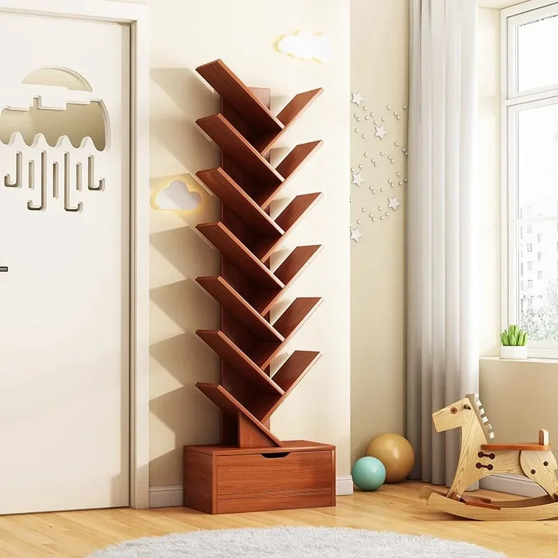 Bookshelf,Floor Standing Storage Rack,Living Room Tree Shaped Bookshelf Against The Wall,Multi-layer Narrow Seam Storage Cabinet
