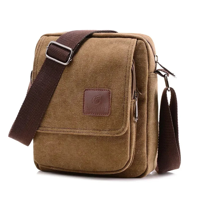 Men's Canvas Bag Fashion Simple Lightweight Shoulder Bag Messenger Bag Outdoor Travel Multifunctional Storage Organizer