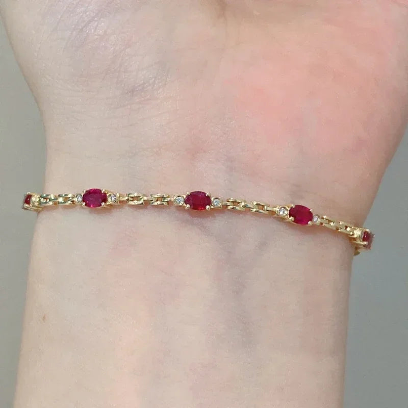 light luxury silver inlaid ruby diamond bracelet for women chain charm fine section exquisite high-end engagement jewelry