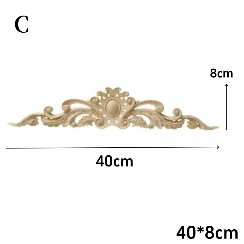 Decorative Wood Appliques and Onlays Natural Furniture Wall Door Wood Carving DIY Corner Frame Wood Craft Cabinet Wardrobe Decor