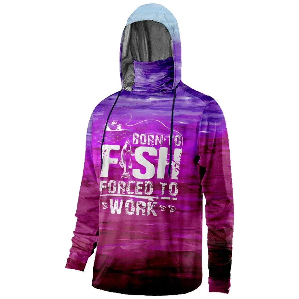 Mens Fishing Clothing Fishing Time Hook Trout Printed Sun Protection Face Mask Hoodies Outdoor Sports Breathable Clothes