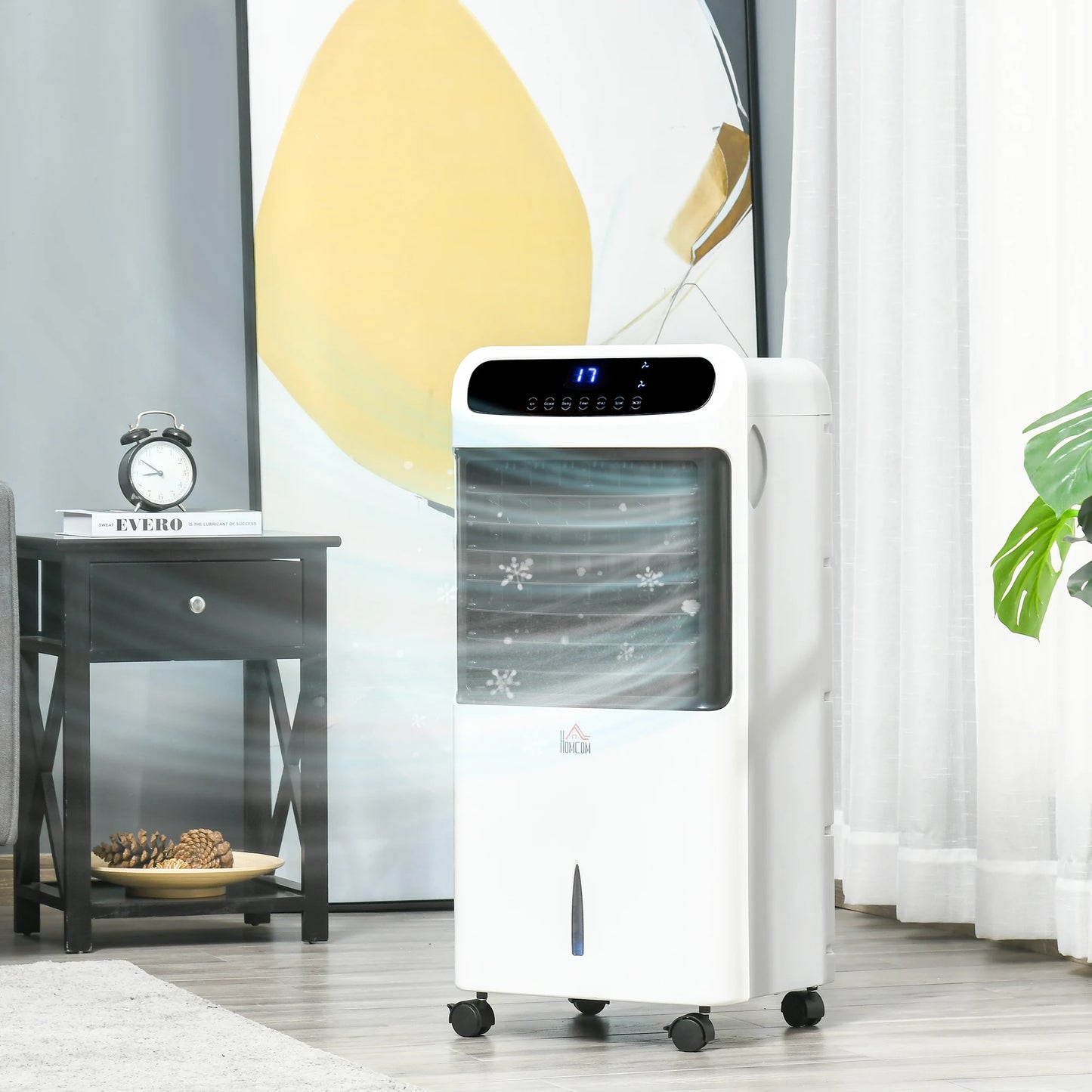 HOMCOM Mobile Air Cooler, Evaporative Ice Cooling Fan Humidifier Unit