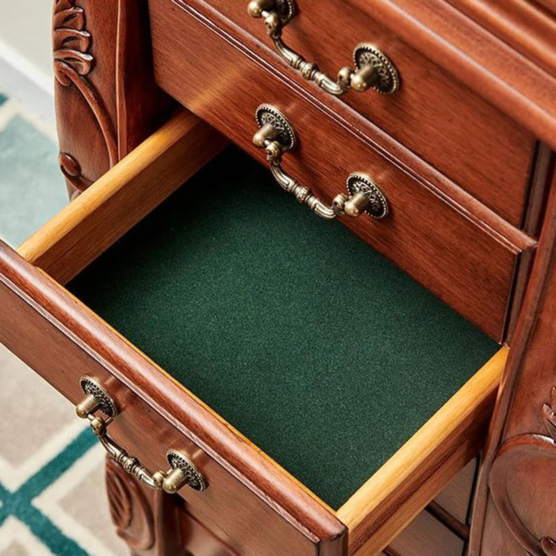 Solid Wood Storage Jewelry Cabinet Mirror Organizer Living Room Drawers Jewelry Cabinet Bucket Retro Luxury Bedroom Furniture