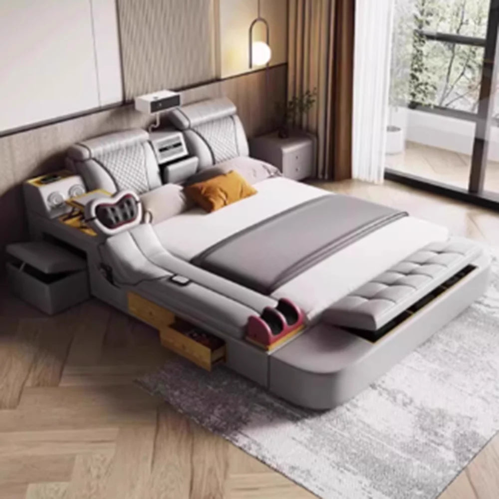 Dressing Reading Bed Organiser Electric Fancy Massage Frame Bed Headboards Smart Queen Mobili Per La Casa House Accessories