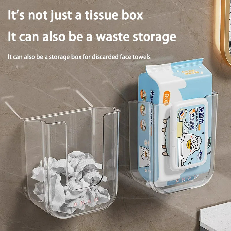 Bathroom Non Perforated Wall Mounted Wet Tissue Storage Box with Large Opening and Strong Load-bearing Capacity