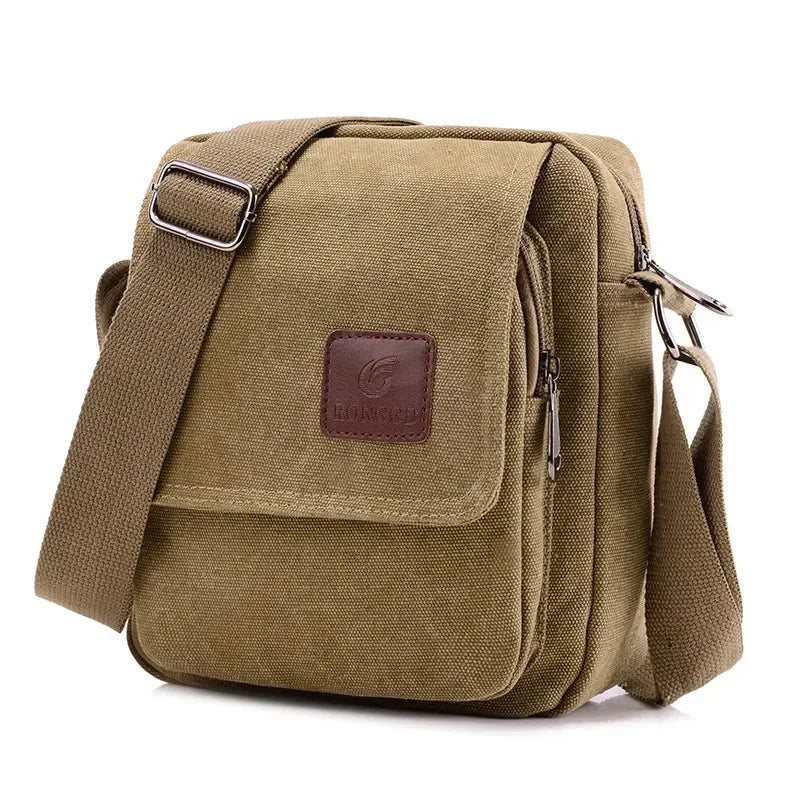 Men's Canvas Bag Fashion Simple Lightweight Shoulder Bag Messenger Bag Outdoor Travel Multifunctional Storage Organizer