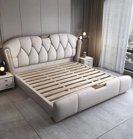 Fancy Twin Bed Upholstered Modern Sleeping Floor Bed Storage Luxury Muebles Para Dormitorio Bedroom Furniture Decoration