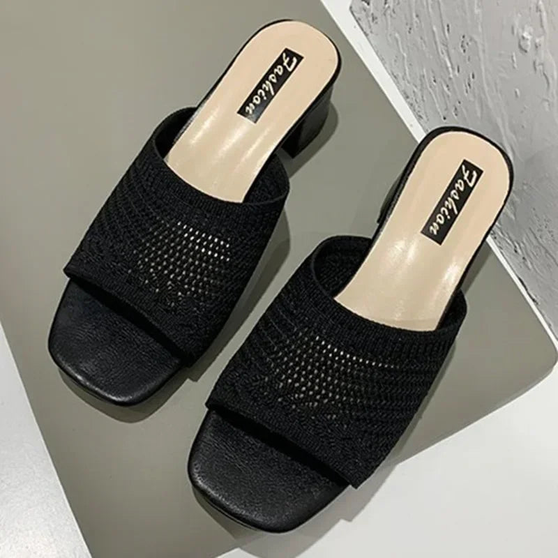 Women Slippers Closed Toe Comfort Slippers Women Fashion Outdoor Sandals Women Medium Heel Slippers