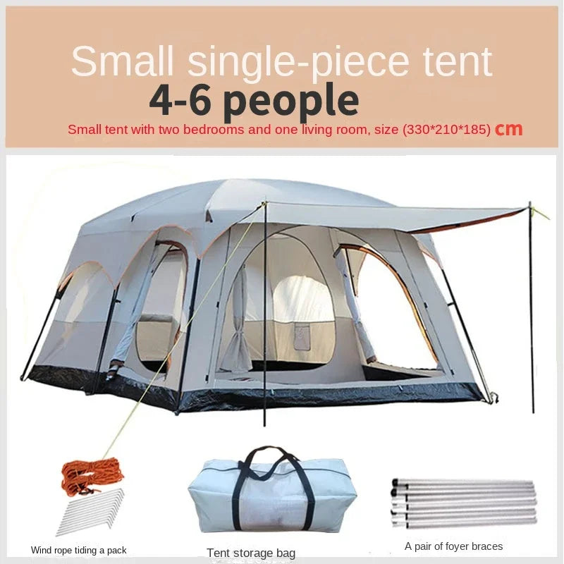 Luxury Villa Outdoor Camping Tent, Two Rooms and One Hall, Easy Setup Family Party Tent, Large Tent for Travel and Events
