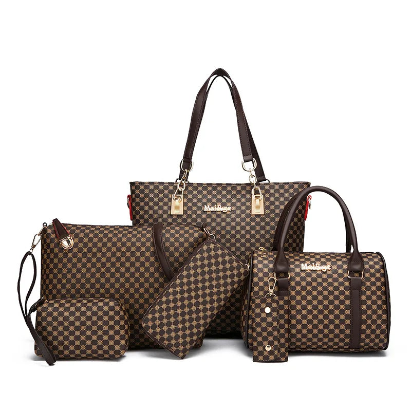 Women's Bag Fashion Six Pieces Set Mother Bag Handbag Shoulder Crossbody Foreign Trade Women's Bag Clutch Bag Purse