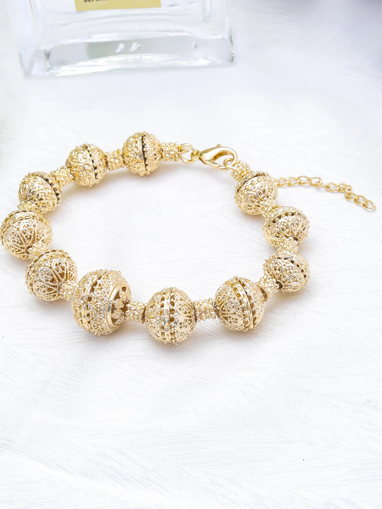 Dubai Jewelry Set for Women 18K Gold Plated Luxury Bead Necklace Earrings Bracelet Ring Set Jewelry Wedding Party Trending
