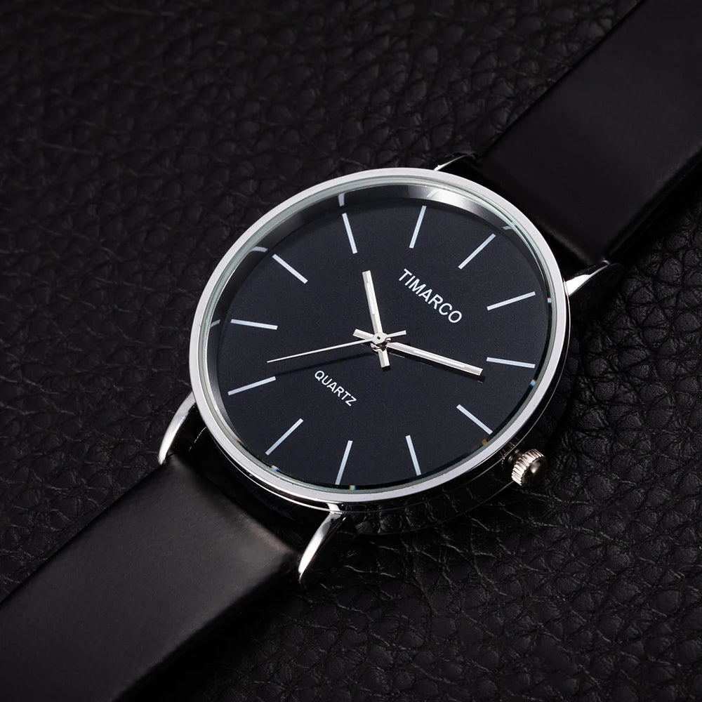 Men's Watches Fashion Metal Round Dial Analog Quartz Watch for Men Women Leather Band Wristwatch Casual Trend Simple Male Clock