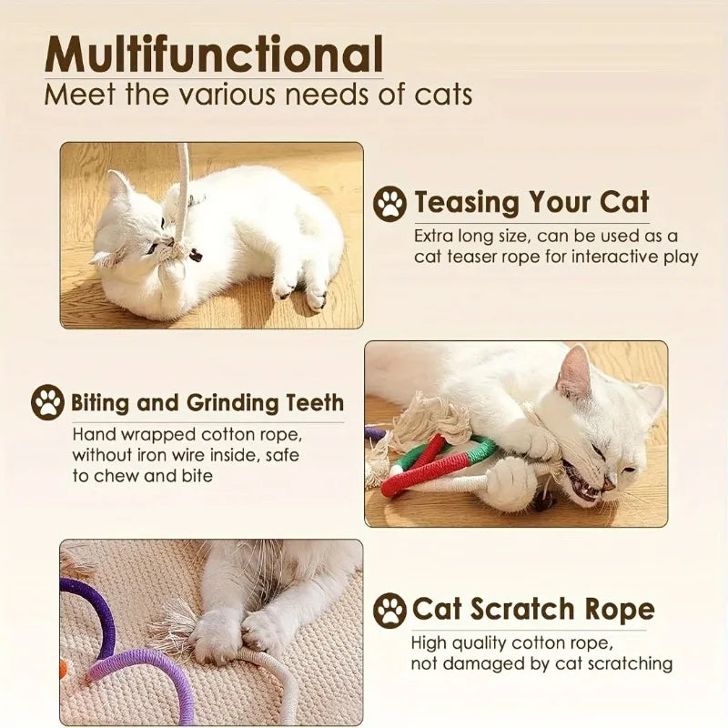 Cat Bite Rope Mute Self-hi Bite-resistant Grinding Stick Kitten Toy New Cat Stick Gutta Percha Toy Catnip Pet Toys Pet Products