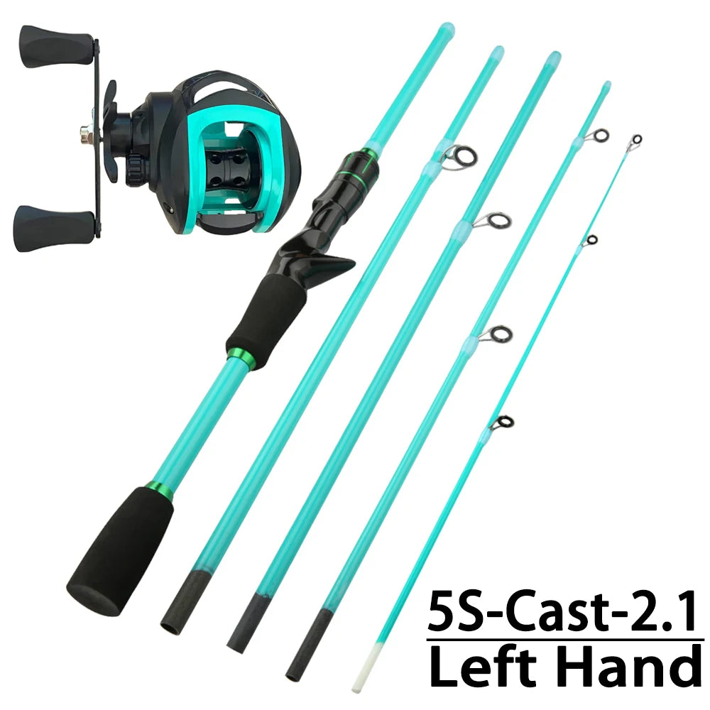 1.8 2.1m Lure Fishing Rod Baitcasting Reel Combo4/5 Sections Carbon Spining Casting Rod High Speed 7.2:1 Fishing Reel Sets Pesca