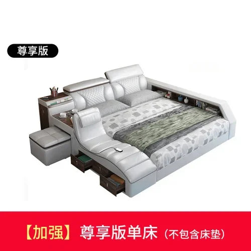 Queen Nordic Bedroom Bed Frame Master Smart King Double Bed Frame Multifunctional Luxury Letto Matrimoniale Home Furniture
