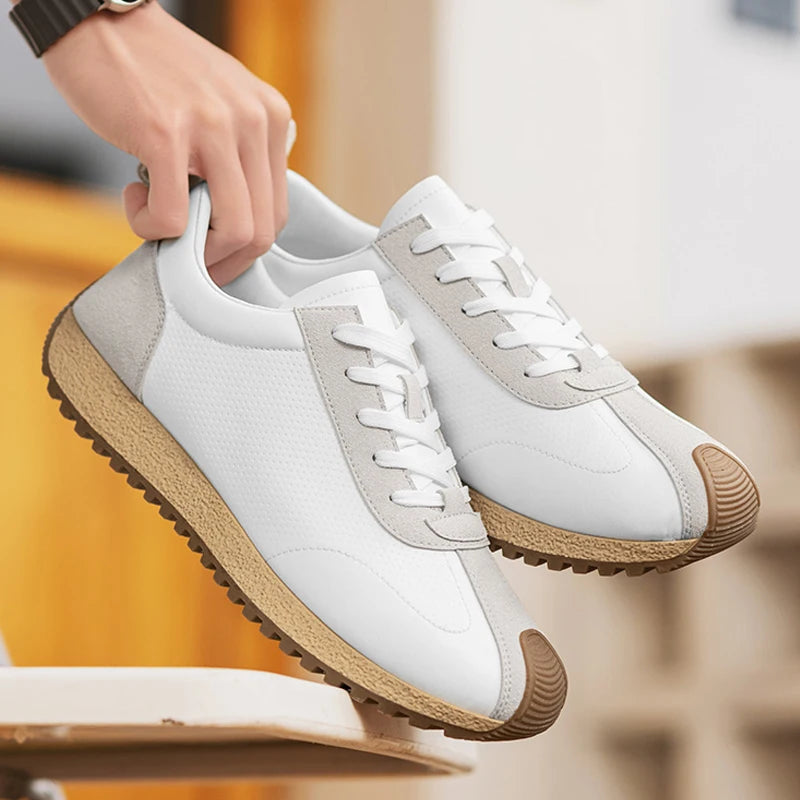 Men Casual Shoes Platform Sneakers for Men Genuine Leather Shoes Wear-Resistant Fashion Retro Soft Sole Shoes Mens Shoes