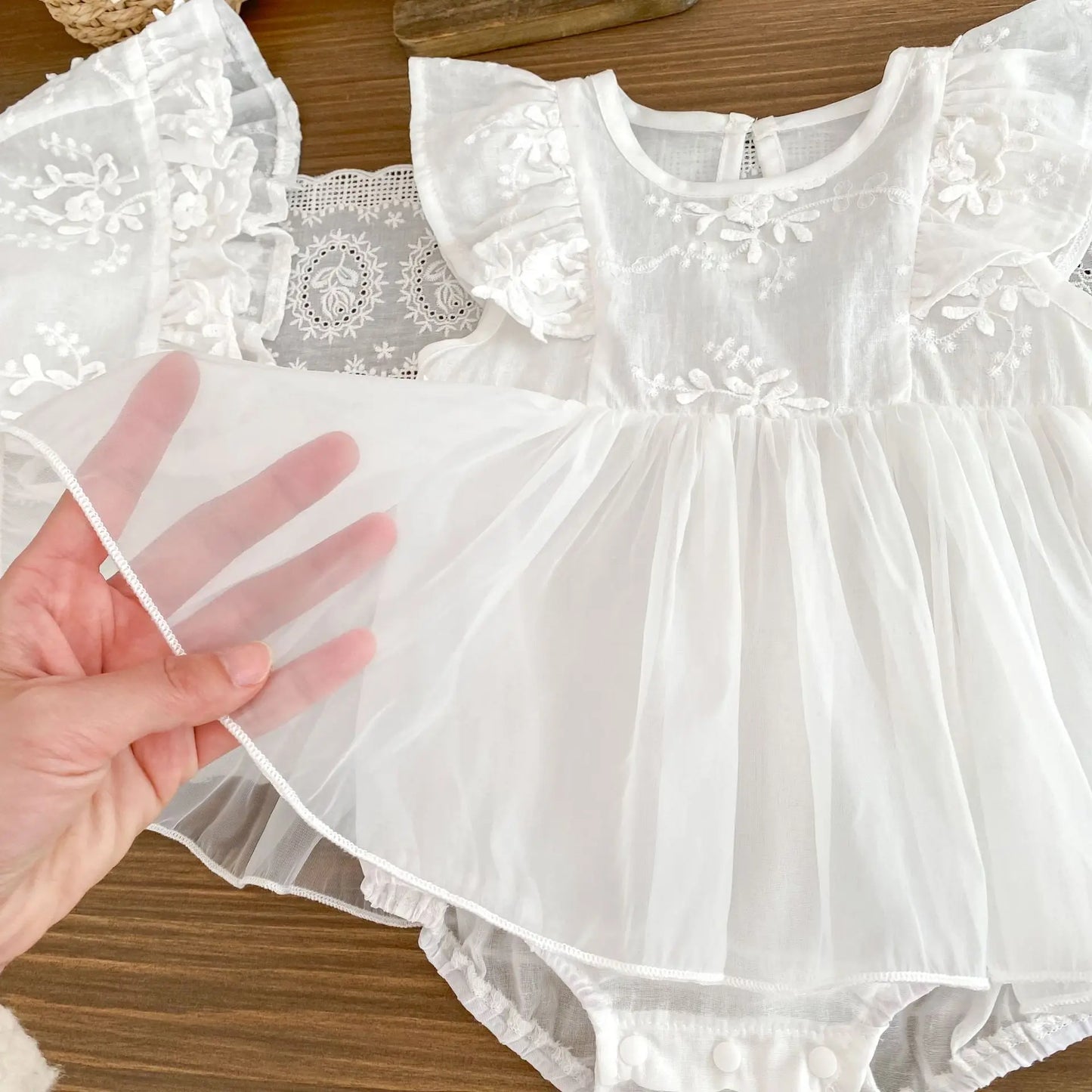 2025 Summer New Baby Girl Cute Gauze Bodysuit Cotton Infant Sweet Flower Princess Dress Thin Breathable Newborn Clothes 0-24M