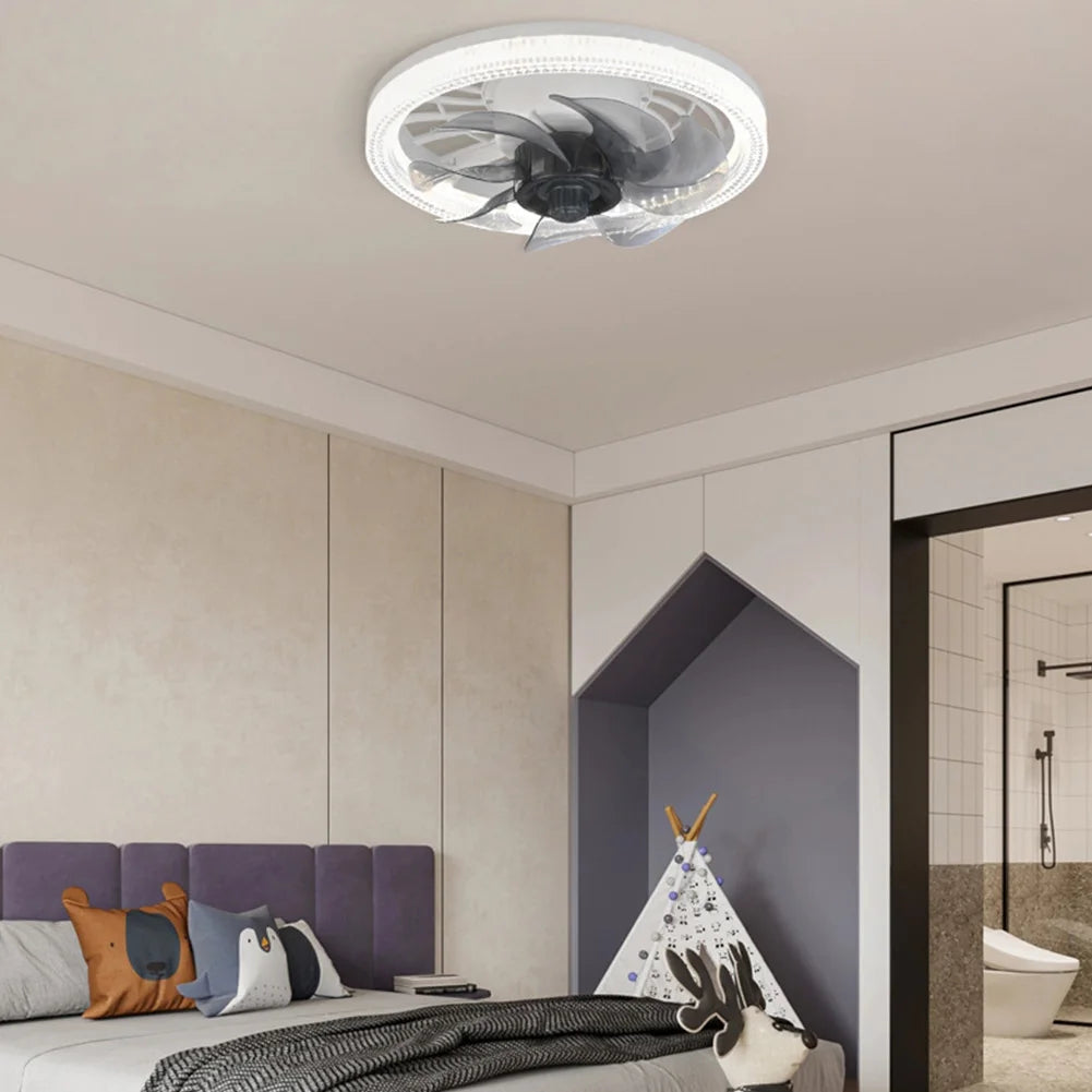 Silent Electric Fan with Light with Converter Extender Ceiling Fan Light 4 Speeds AC 85V-265V for Living Room Study Room Kitchen