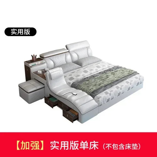 Queen Nordic Bedroom Bed Frame Master Smart King Double Bed Frame Multifunctional Luxury Letto Matrimoniale Home Furniture