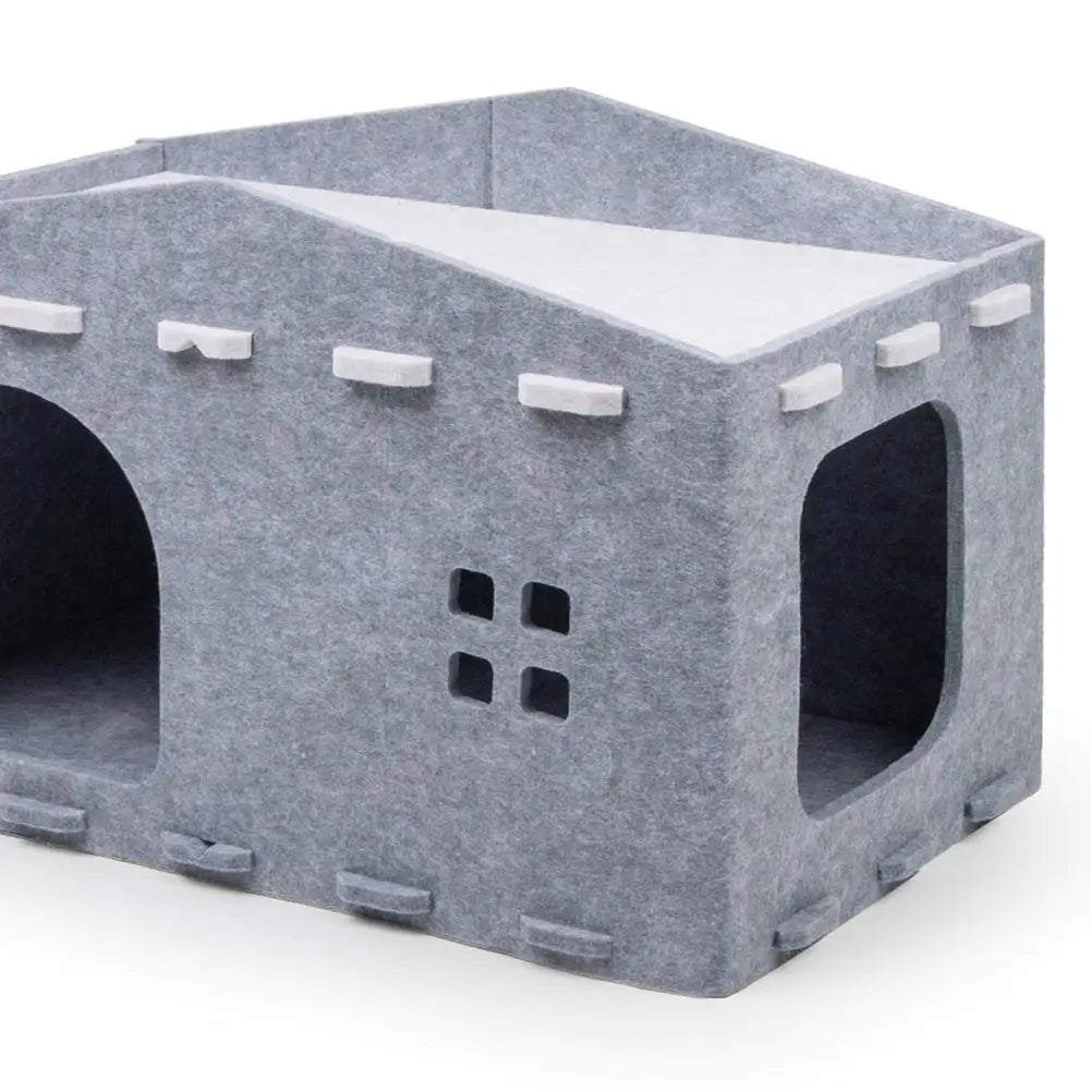 Cat House Bed Cave Nest Pet House Felt Cat Play Rest Space Pet Condo Hideaway Cube 2-in-1 Scratching Board Cat Beds
