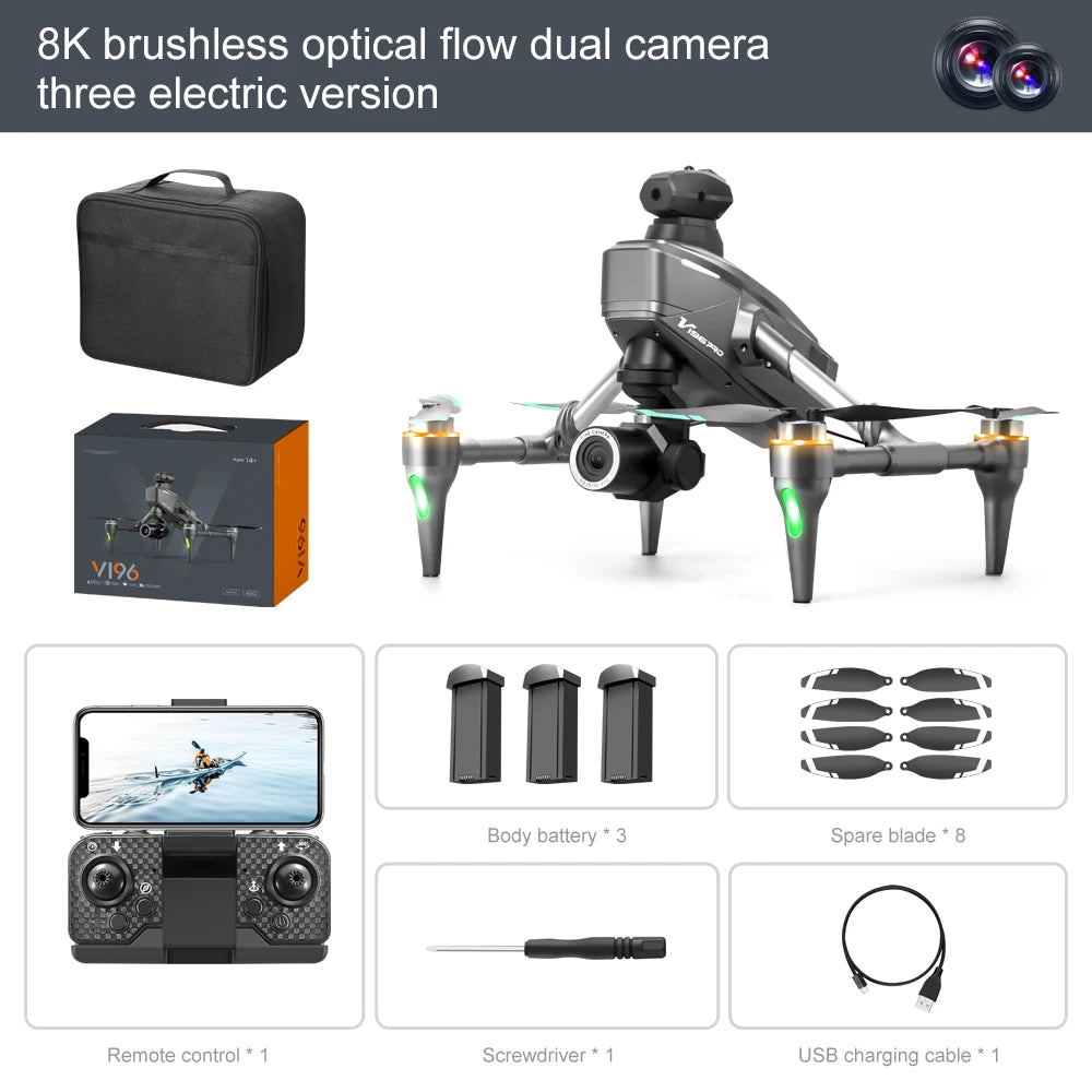 2025 drone professional 8K dual-lens high-definition aerial photography 5g obstacle avoidance brushless motor RC quadcopter toy。