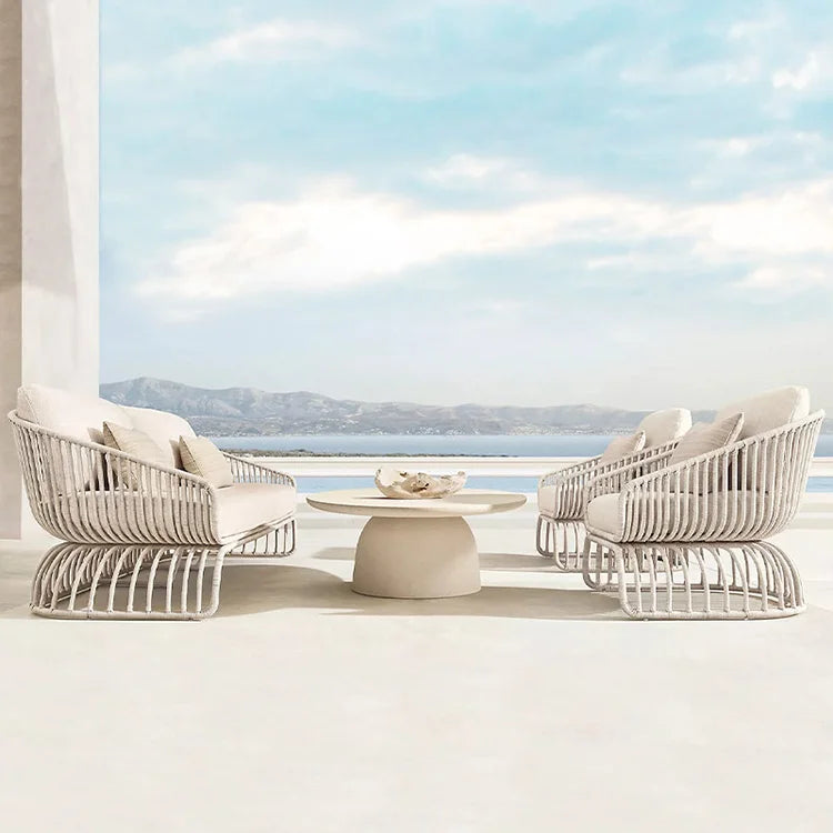 New Design Hotel Patio Outdoor Leisure Garden Rattan Sofa Woven Furniture Single Sofa