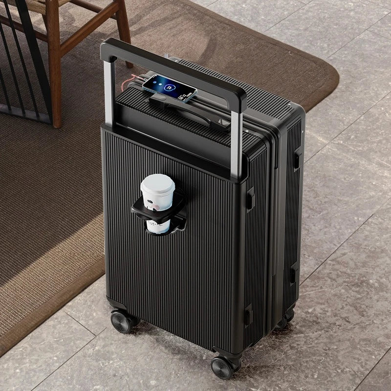 2025 new luggage with wide pull rod, shock-absorbing brake, large capacity travel case, 20 inch boarding case, password box