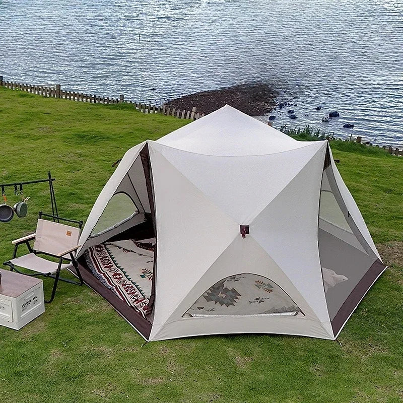 Seaside Beach Park Quick Open Tent Outdoor Portable Folding Camping Tent Equipment Full Set of Sunshade and Rainproof