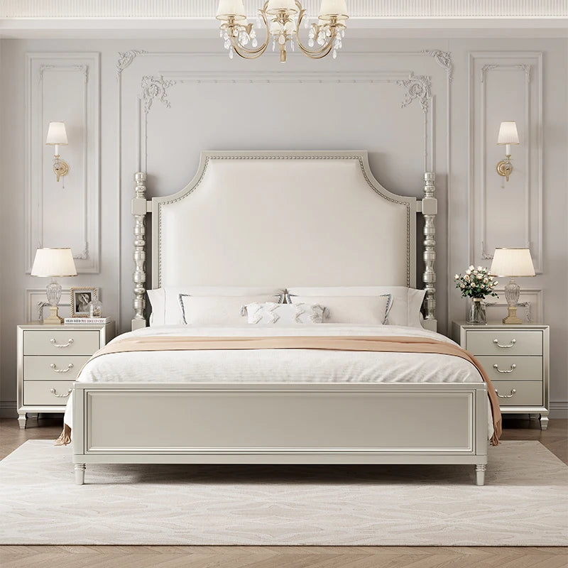 Fashionable Design Bed Frame Luxury Beauty Modern French Beds Aesthetics Safe Simple Wedding Wood Cama Casal Home Furniture
