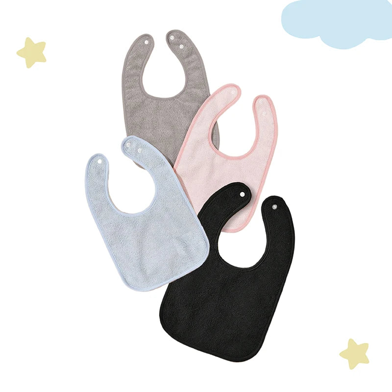 4Pcs/3Pcs Baby Girl Boy Feeding Bibs Soild Color Waterproof Towel Kids Bandanas Burp Cloths