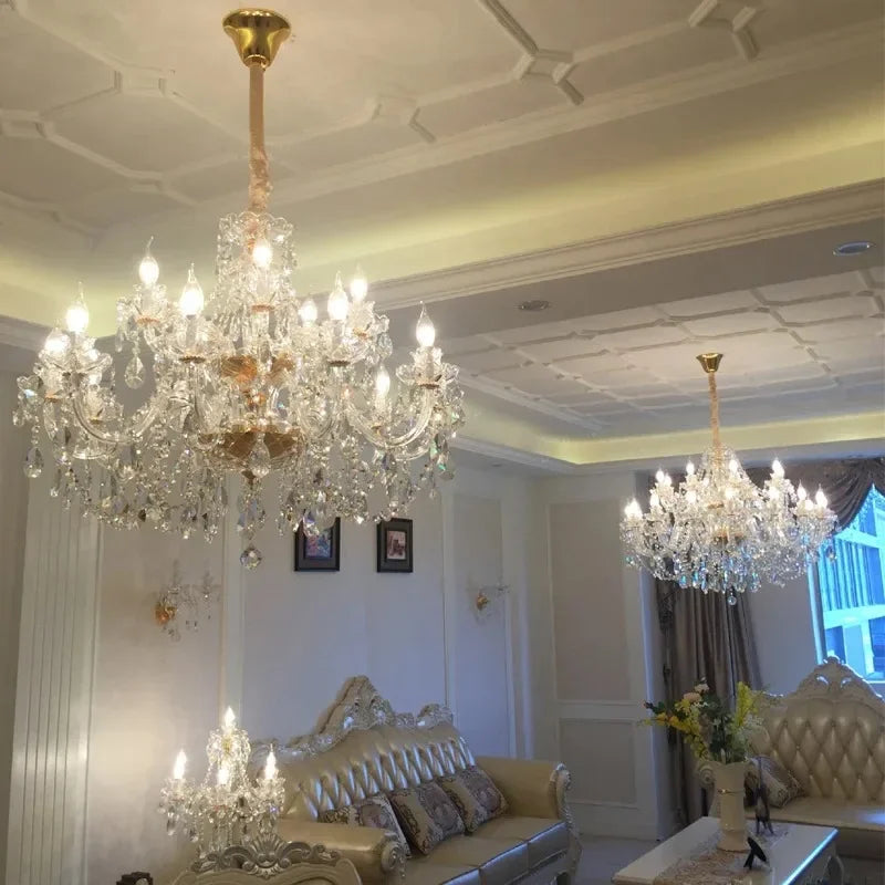 Luxury Home Crystal Chandeliers Villa Lighting for Living Room Decorate Ceiling Pendant Lamps Indoor Hanging Led Lights Fixture