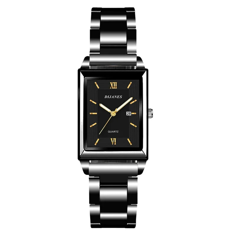 Top Brand Luxury Watches for Men Fashion Quartz Wristwatch Square Gold Stainless Steel Business Clock Relogio Masculino