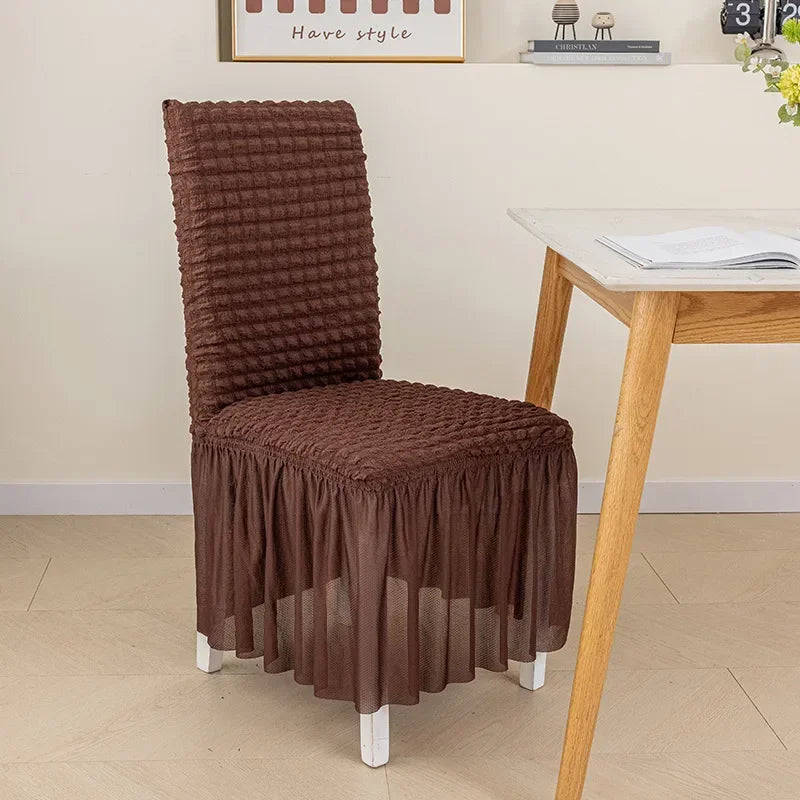 High Quality Seersucker Chair Cover For Dining Room Banquet Chair Slipcover Stretch Chair Skirt Elastic Wedding Chair Decoration