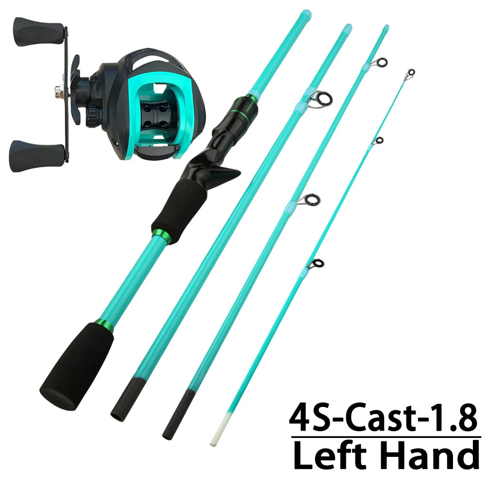 1.8 2.1m Lure Fishing Rod Baitcasting Reel Combo4/5 Sections Carbon Spining Casting Rod High Speed 7.2:1 Fishing Reel Sets Pesca
