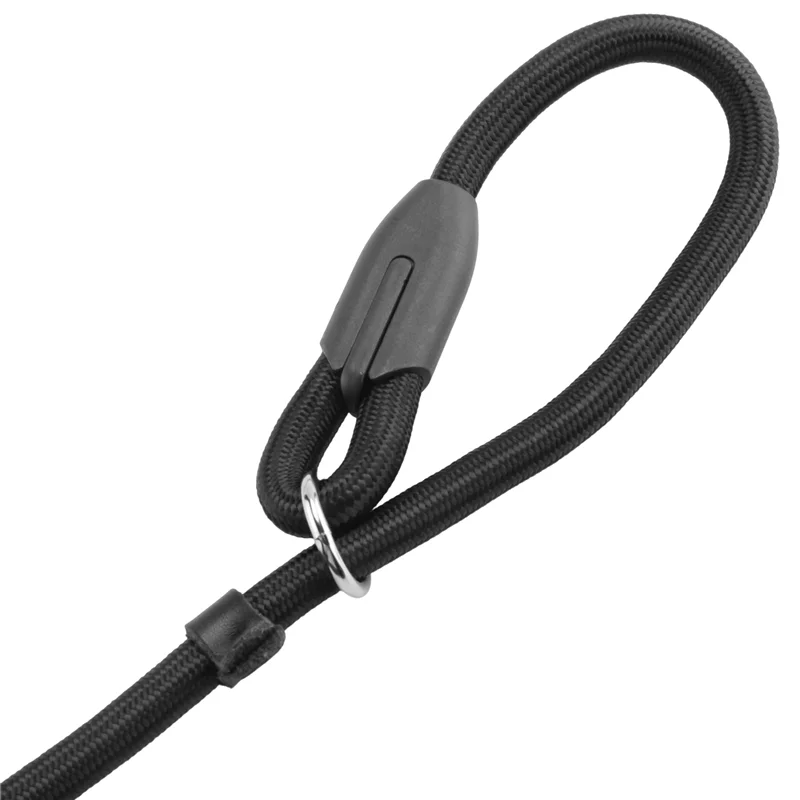 AA81-2X Sturdy Pet Collar Rope Nylon Dog Slip Training Walking Lead With P Chain 1Cm Black