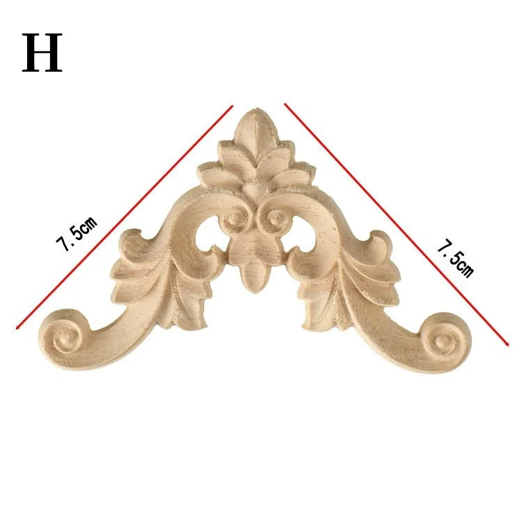 Decorative Wood Appliques and Onlays Natural Furniture Wall Door Wood Carving DIY Corner Frame Wood Craft Cabinet Wardrobe Decor