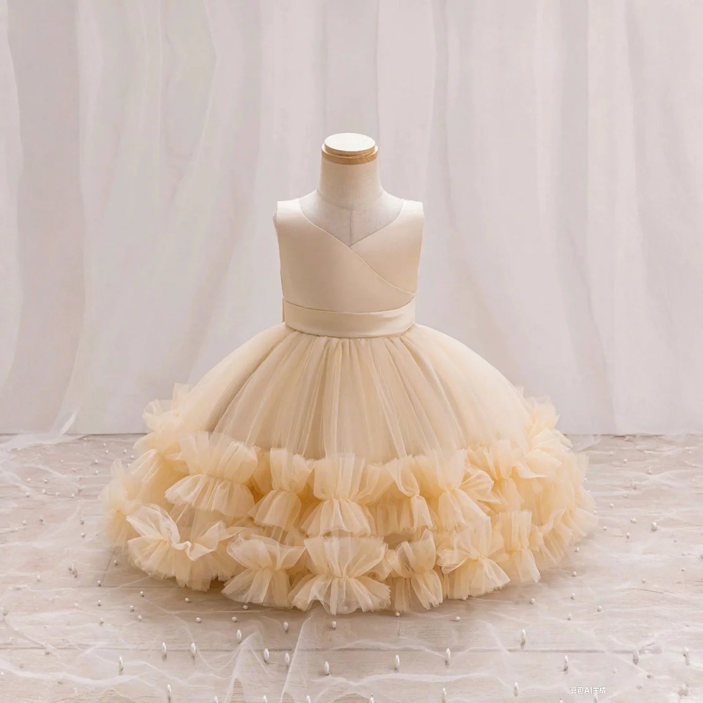 The New Girl Baby Clothes Birthday Party Baptize The Flower Girl Net Yarn 0-4 Years Old Princess Skirt Newborn Clot
