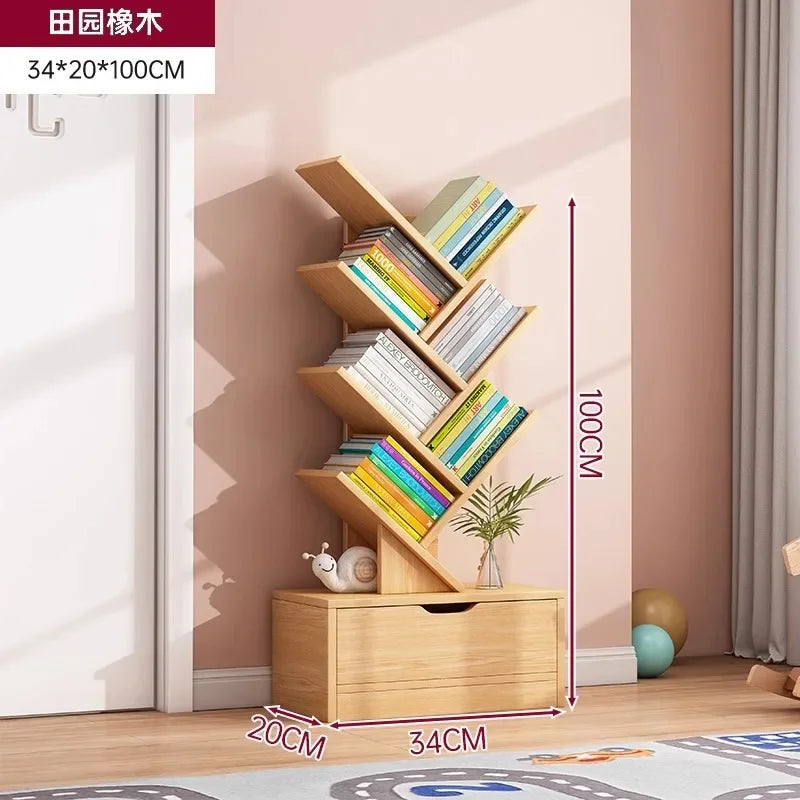 Bookshelf,Floor Standing Storage Rack,Living Room Tree Shaped Bookshelf Against The Wall,Multi-layer Narrow Seam Storage Cabinet