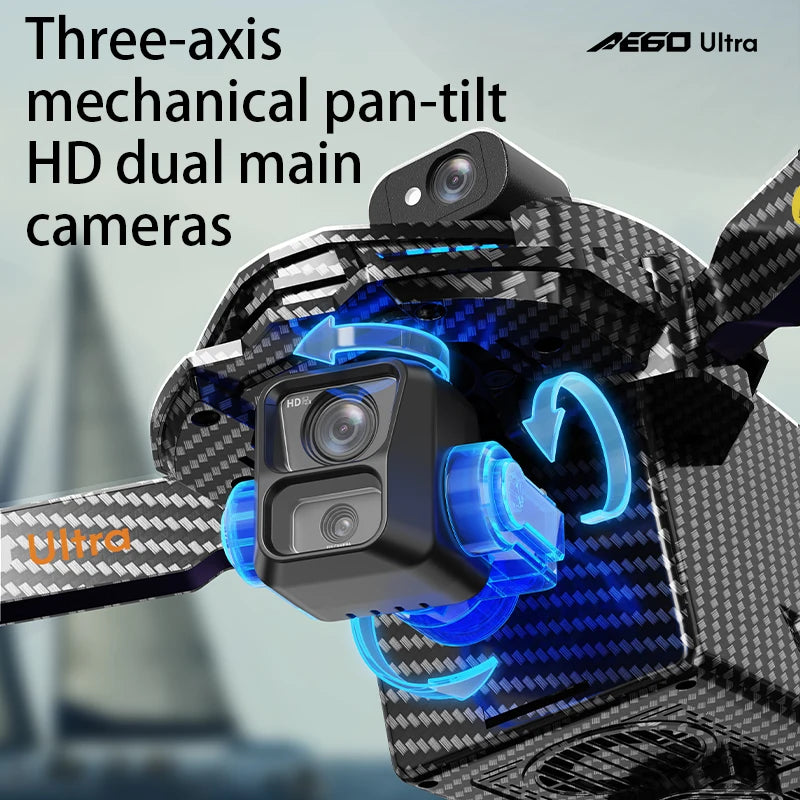 AE60 professional dron 7.2-inch touch screen RC 12KM drone with 8K dual cameras three-axis gimbal 5G GPS avoiding Quadcopter
