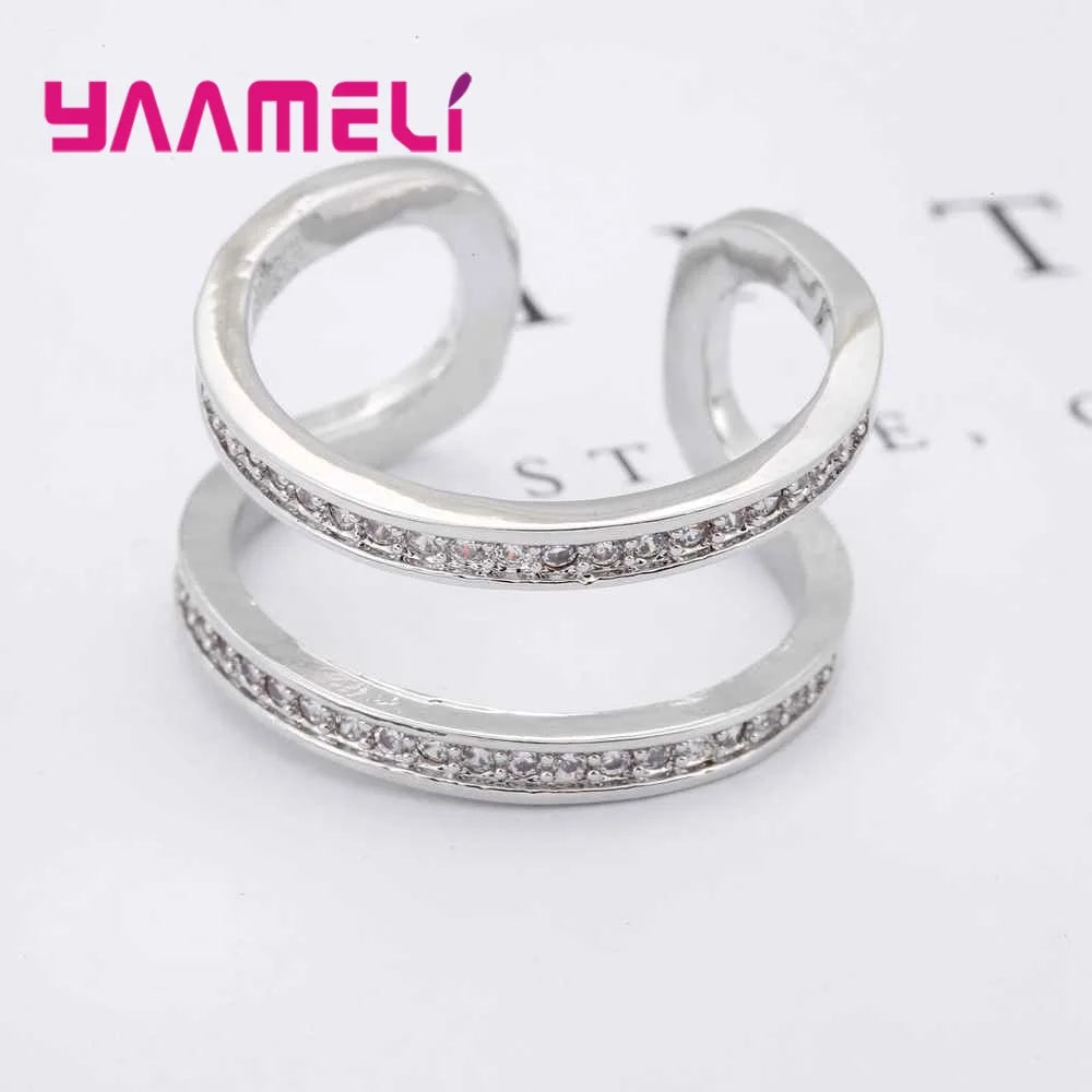 Woman Jewelry Fashion Simple Open Design Ring Cheap 925 Sterling Silver Cubic Zirconia Wedding Rings for Women