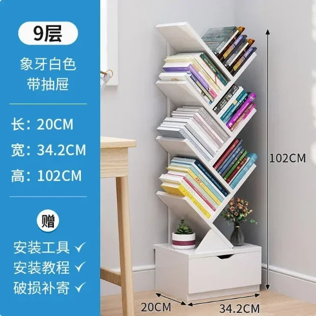 Modern Children's TreeShaped Bookshelf FloortoCeiling Design, Living Room Storage Bookcase, Innovative Home Library