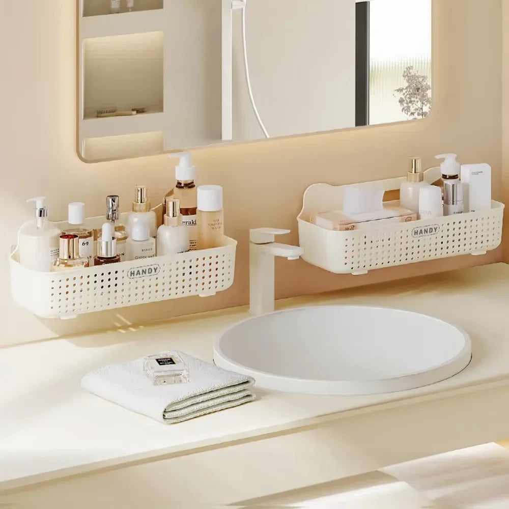 Bathroom Storage Shelf Toilet Storage Cabinet Drain Rack Punch Free Wall Mounted Shower Cosmetics Dressing Organizer Shelve
