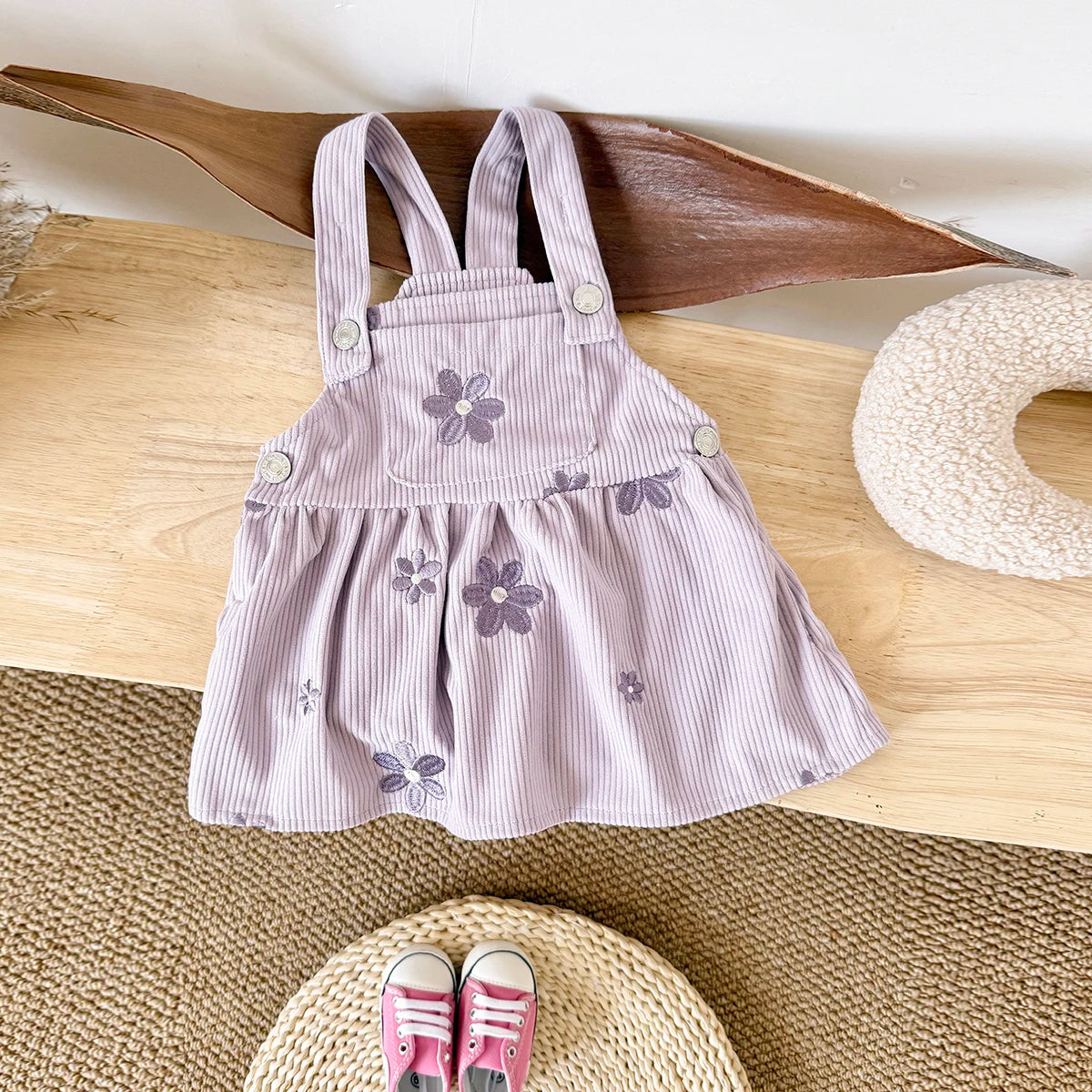 New Baby Girl Dress Infant Outfit Clothes Floral Sleeveless Overall Spring Autumn Cowboy Strap Dress Knee Length Bodysuit
