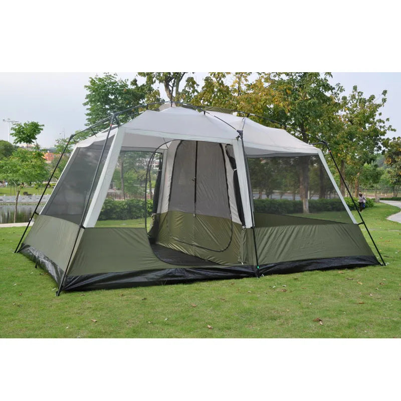 Ultralarge 2sleeping Rooms 1hall Camping Tent 6-12Persons Double Layers Waterproof Windproof Outdoor Party Family Tourist Gazebo