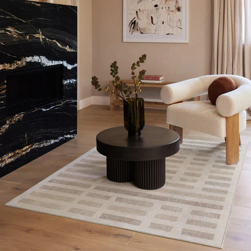 Living Room Bedroom Carpet Modern Minimalist Style Geometric Pattern European Floor Mat Warm Beige Versatile Home Plush Rug 거실카펫