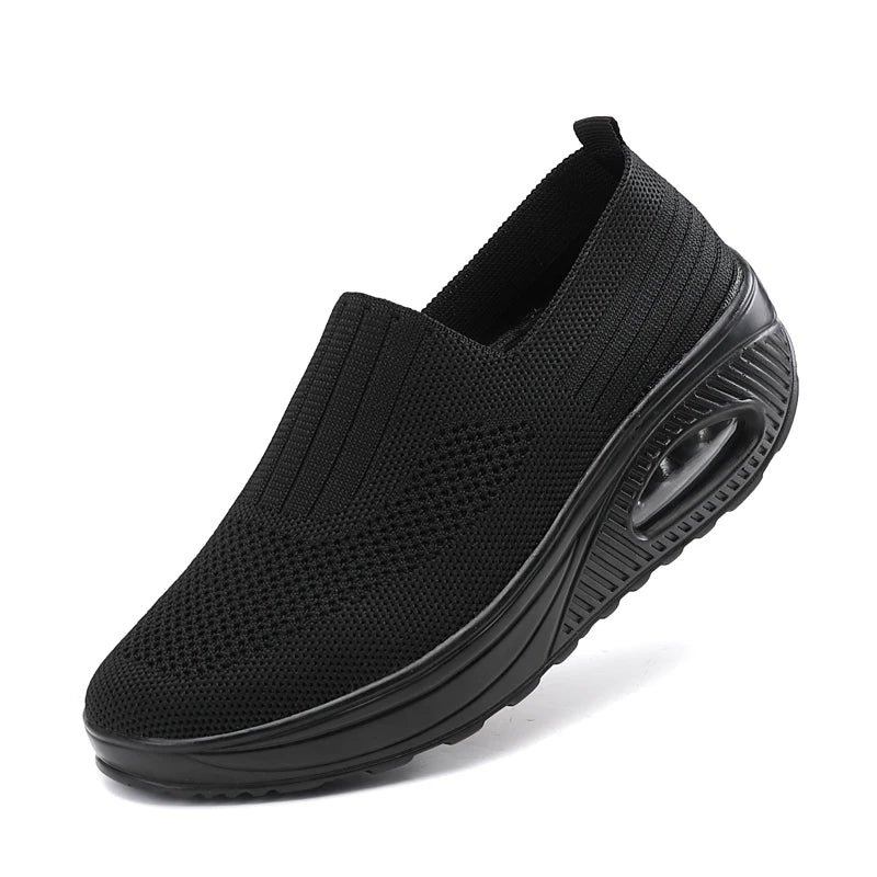Women Walking Shoes Air Cushion Non Slip Orthopedic Shoes Ladies Platform Mules Breathable Wedge Female Sneakers