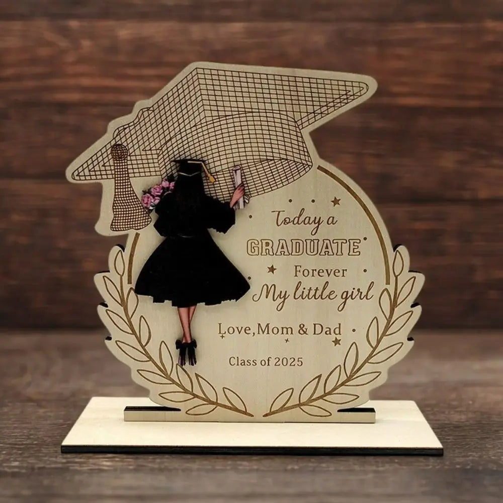 Desktop Decor Wooden Graduation Ornament Rustic Durable Home Decoration Ornament Handmade Creative Graduation Gift Festival